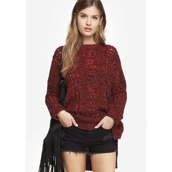 ✨ Express Marled Open Stitch Tunic Sweater✨ - Picture 1 of 8
